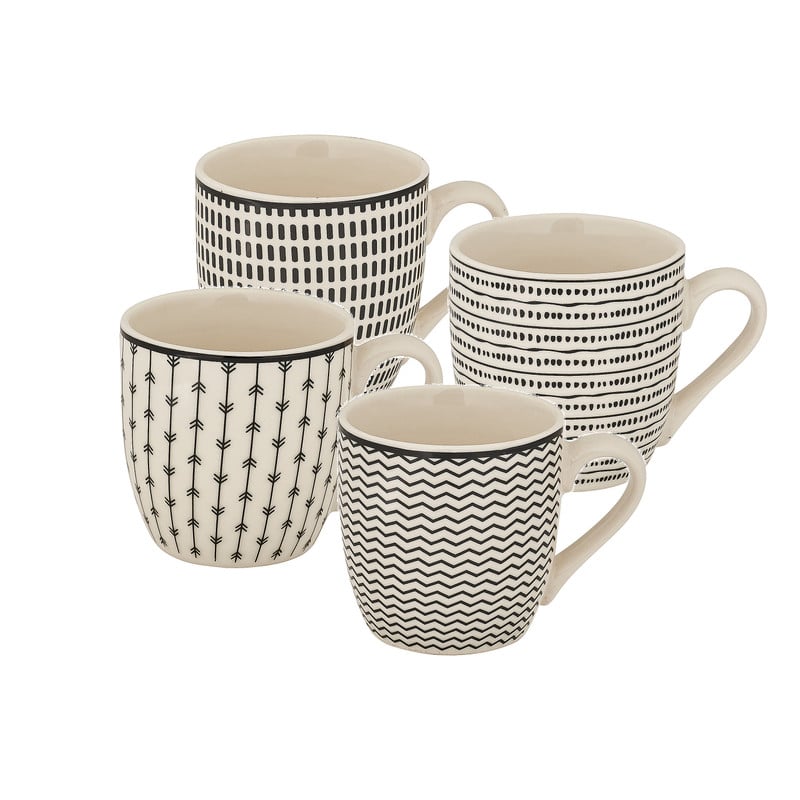 Mok print - zwart - set van 4 - 160 ml