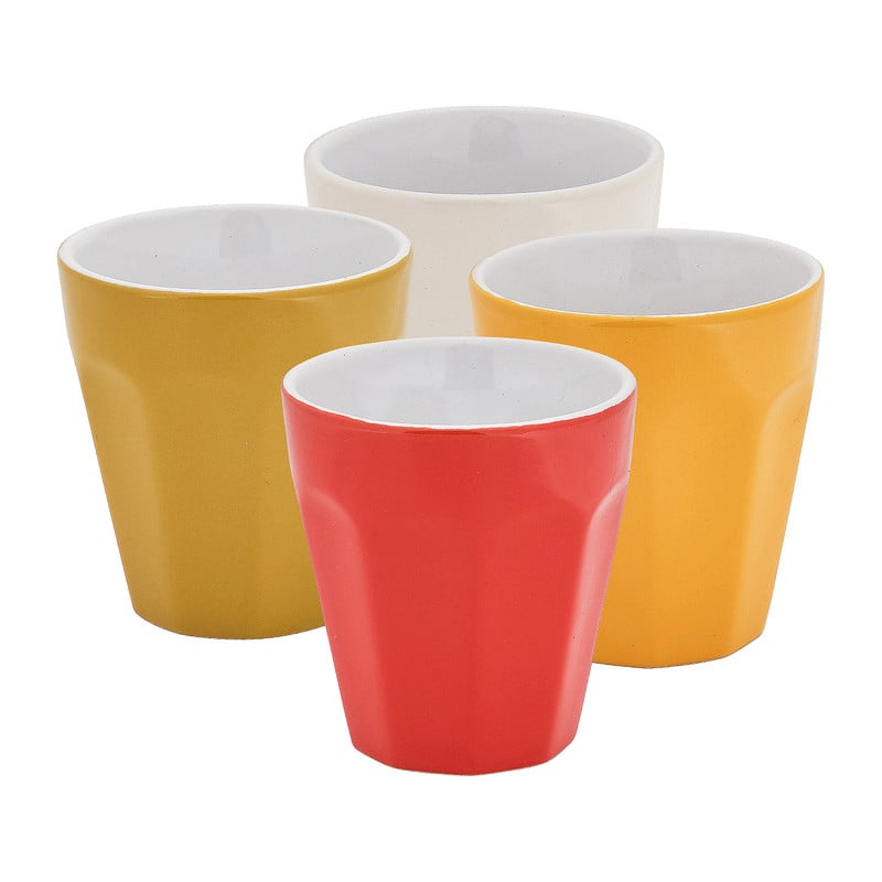 Bekers geribbeld - 220 ml - set van 4