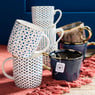 Mok streep - wit/blauw - 340 ml 