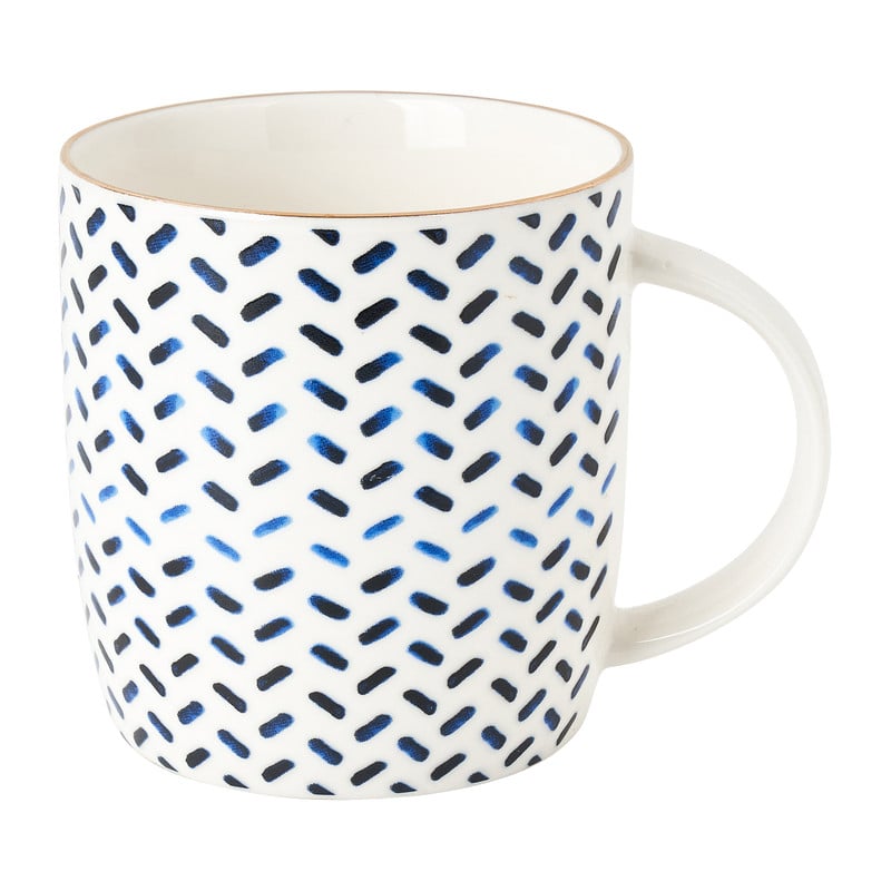 Mok lijn - wit/blauw - 340 ml