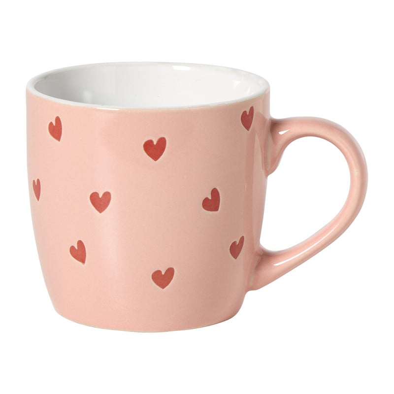 Mok hartjes - bruin/rood - 325 ml