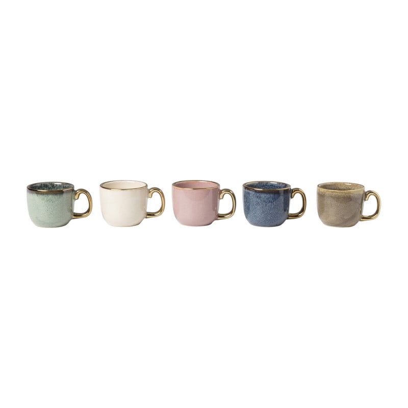 Espressomokje met gouden rand - roze - 80 ml