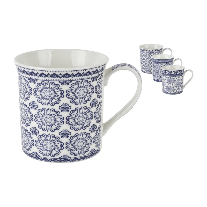 Mok met blauw decor - diverse varianten - 30 cl