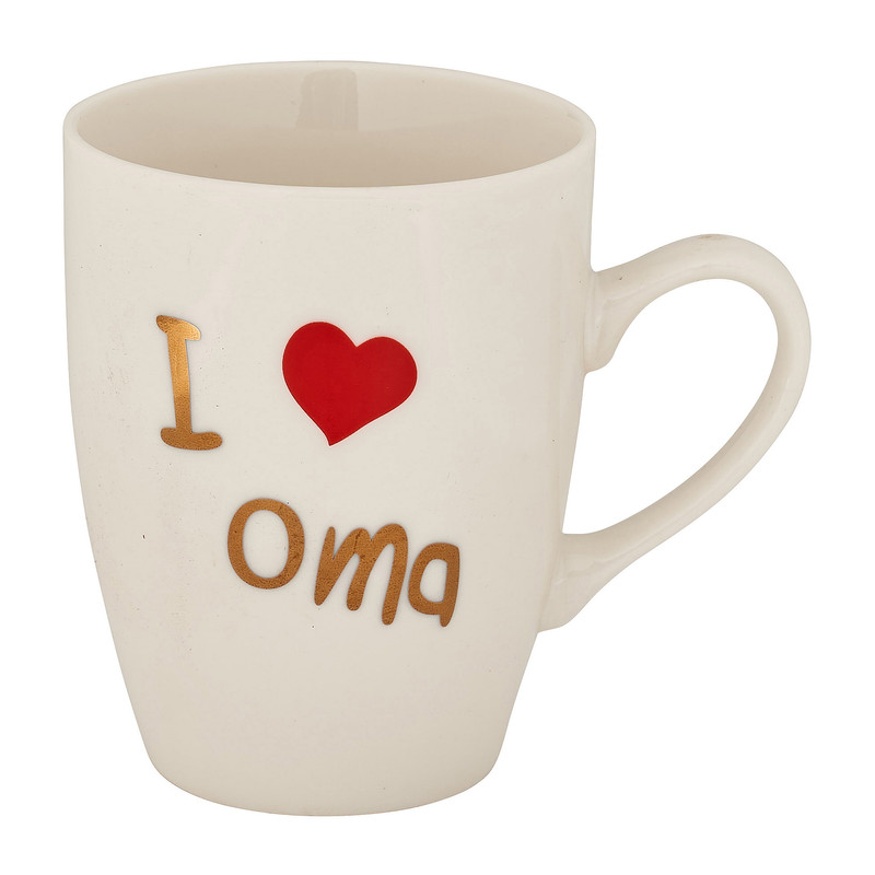 Mok - I love oma - wit/goud - 360 ml 