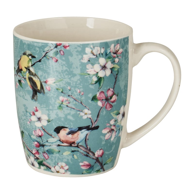 Mok vintage vogels/bloem - blauw - 36 cl