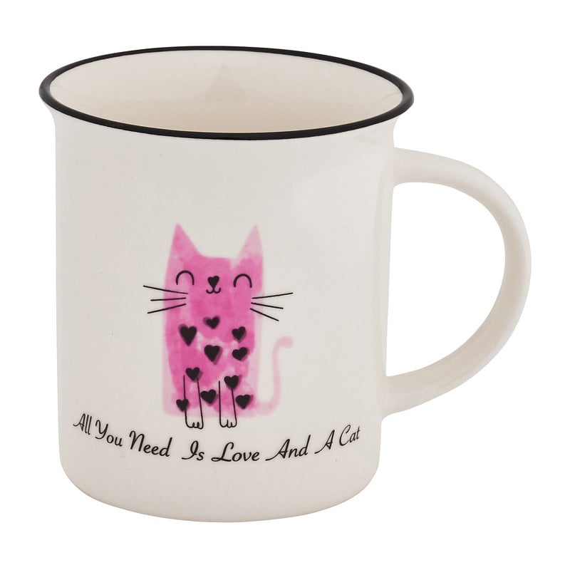 Mok kat met tekst - diverse kleuren - 300 ml