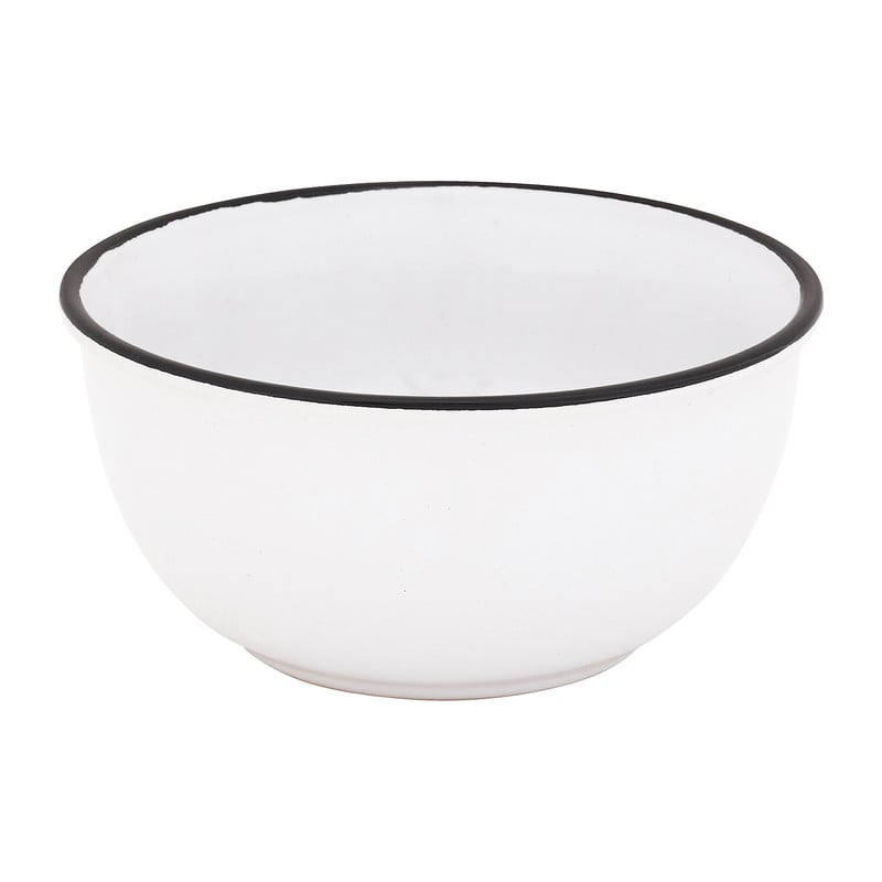 Schaal met zwarte rand - wit - ø14 cm