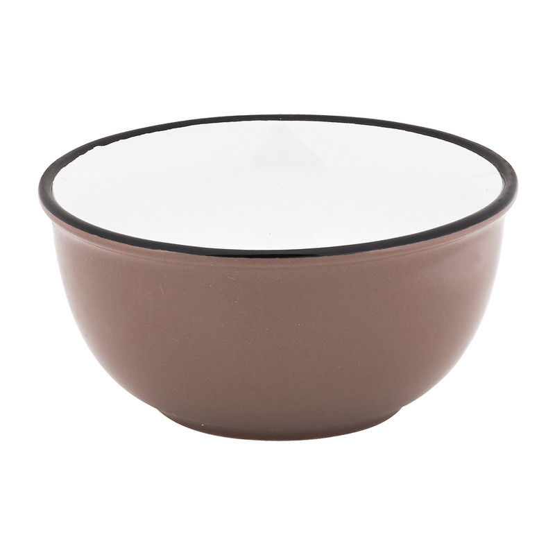 Schaal met zwarte rand - bruin - ø14 cm