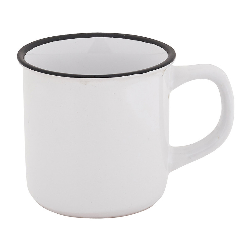 Mok met zwarte rand - wit - 33 cl 