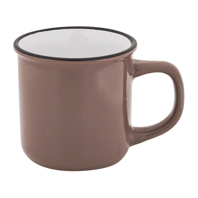 Mok met zwarte rand - bruin- 33 cl 