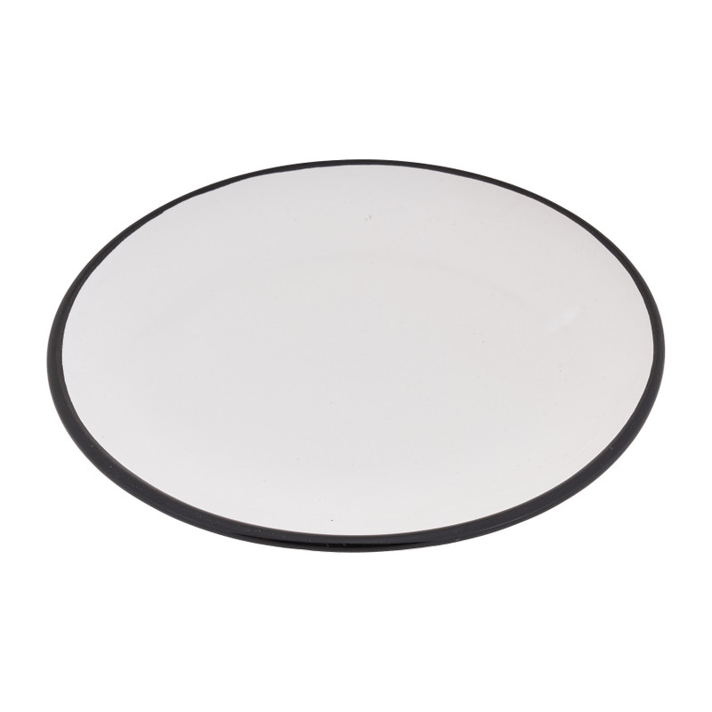 Bord met zwarte rand - wit - ø20 cm
