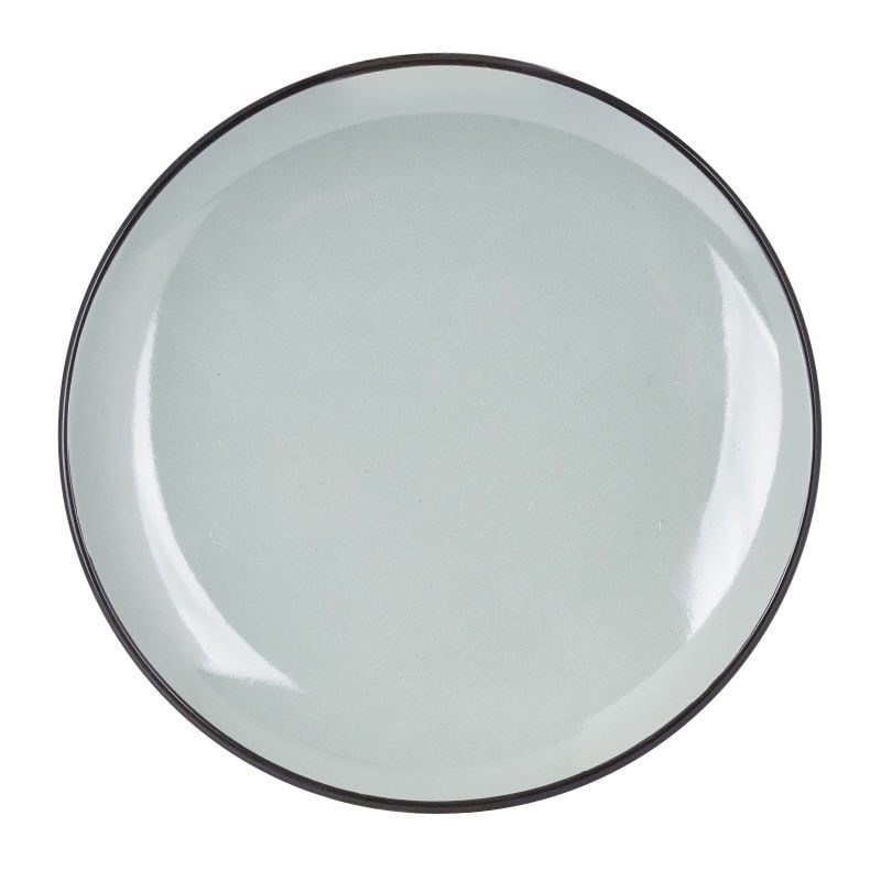 Bord met zwarte rand - grijs - ø20 cm