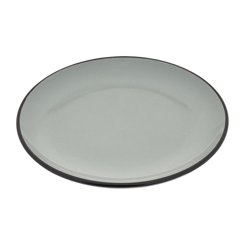 Bord met zwarte rand - grijs - ø20 cm