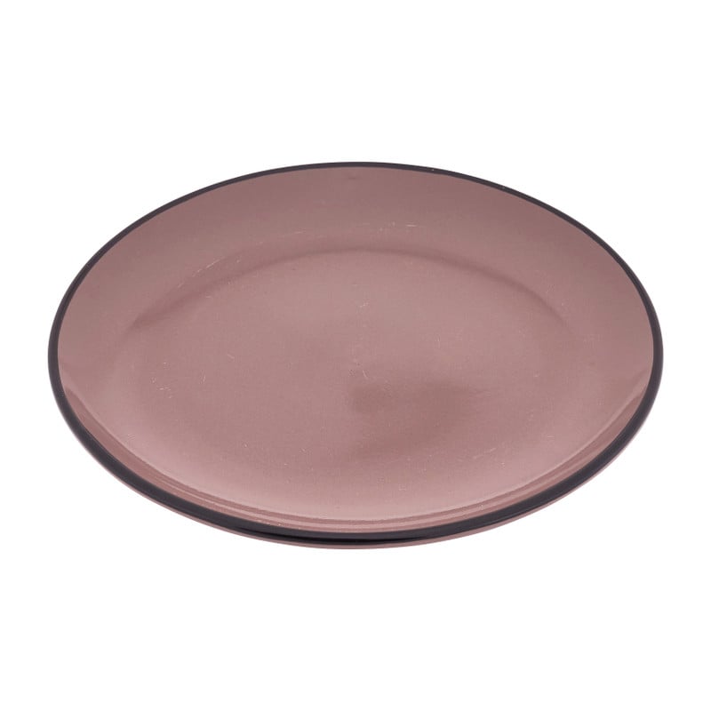 Bord met zwarte rand - bruin - ø20 cm