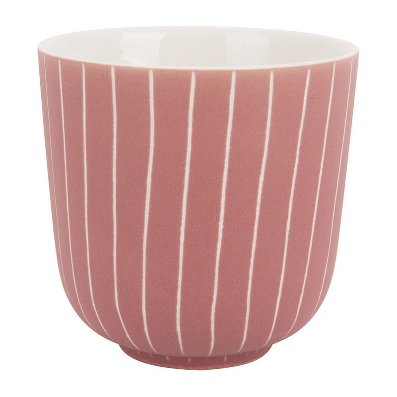 Beker mat met streep - 25 cl - roze/grijs