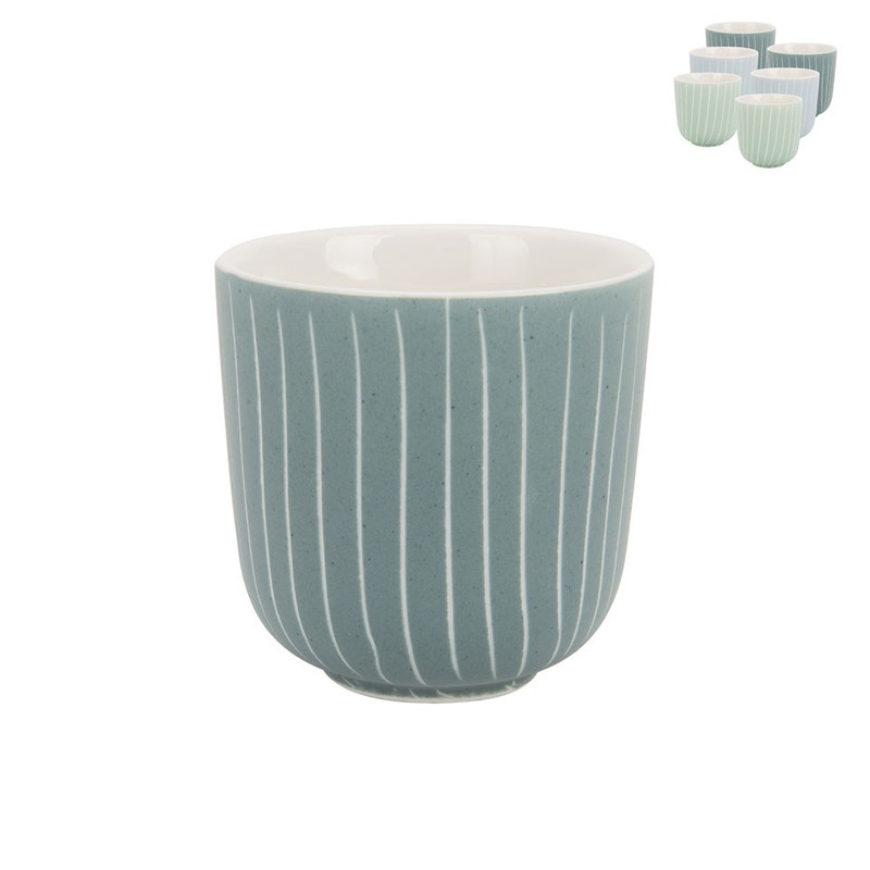 Beker mat met streep - 12 cl - blauw/turquoise