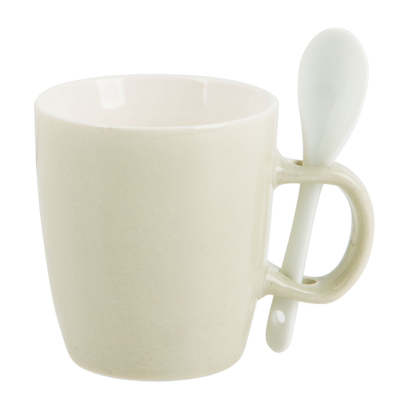 Mok met lepeltje - grijs - 150 ml
