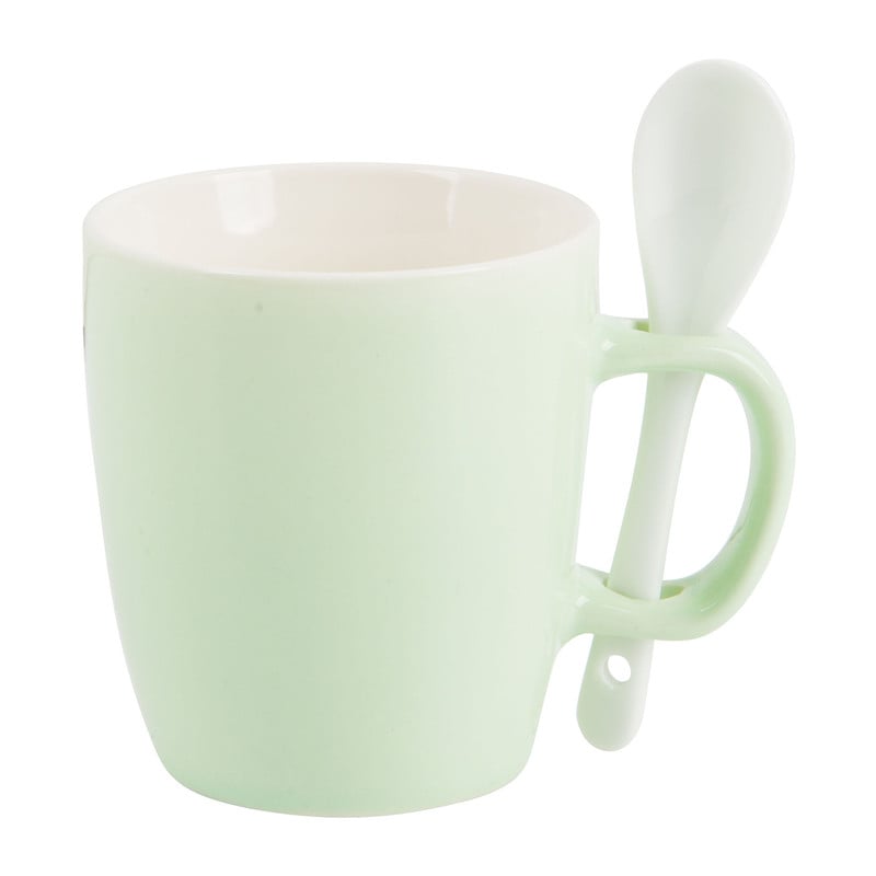 Mok met lepeltje - groen - 150 ml