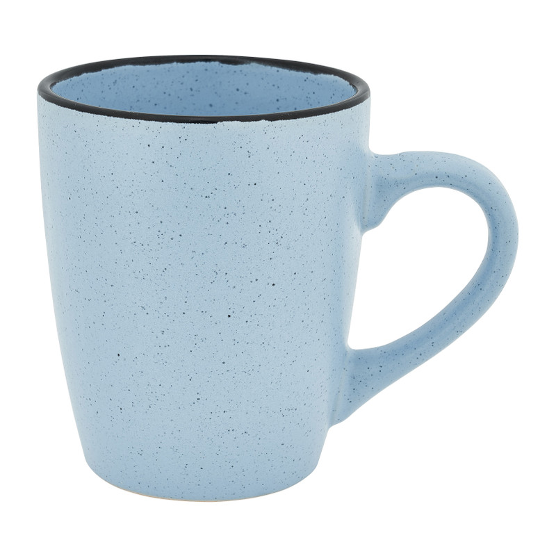 Mok gespikkeld met zwarte rand - diverse kleuren - 28 cl 