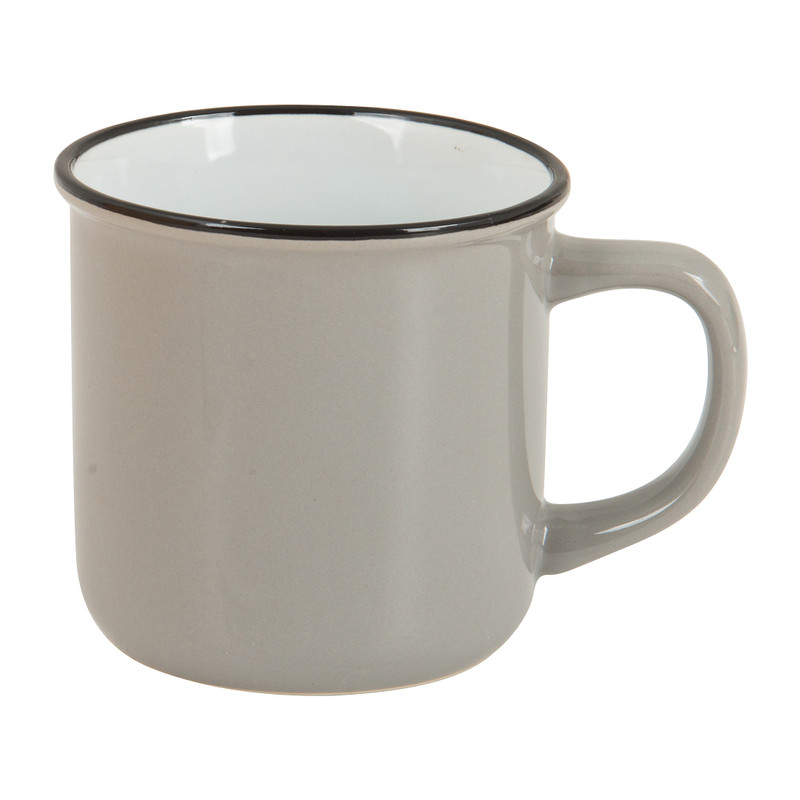 Mok grijs met zwarte rand - 300 ml