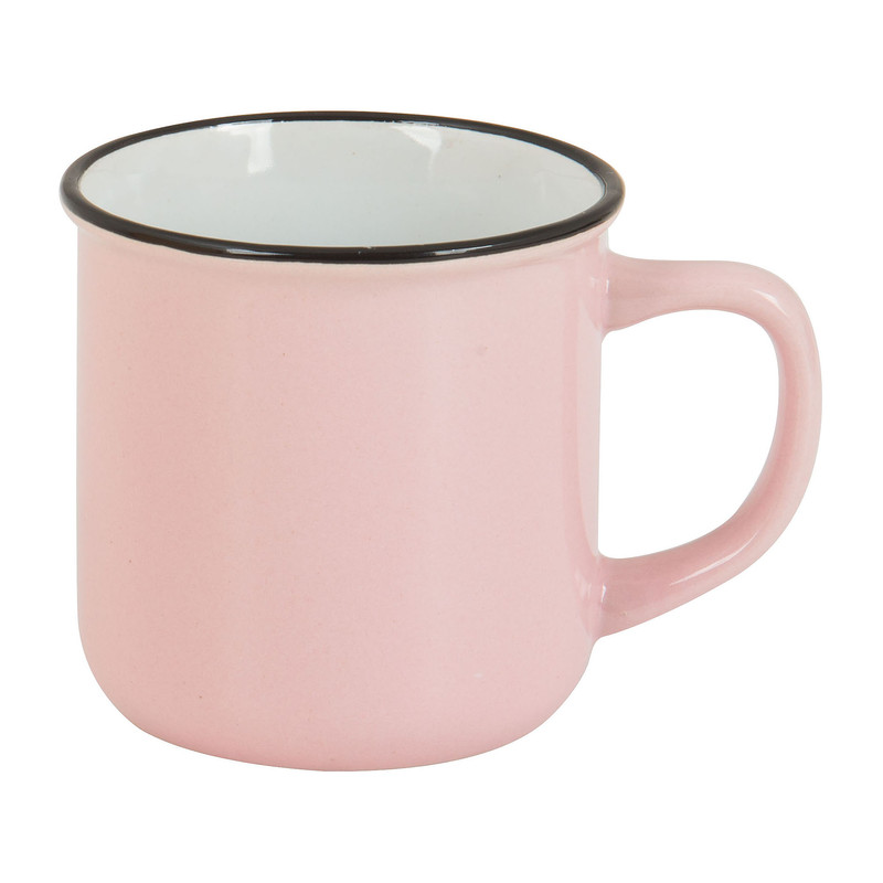Mok roze met zwarte rand - 300 ml