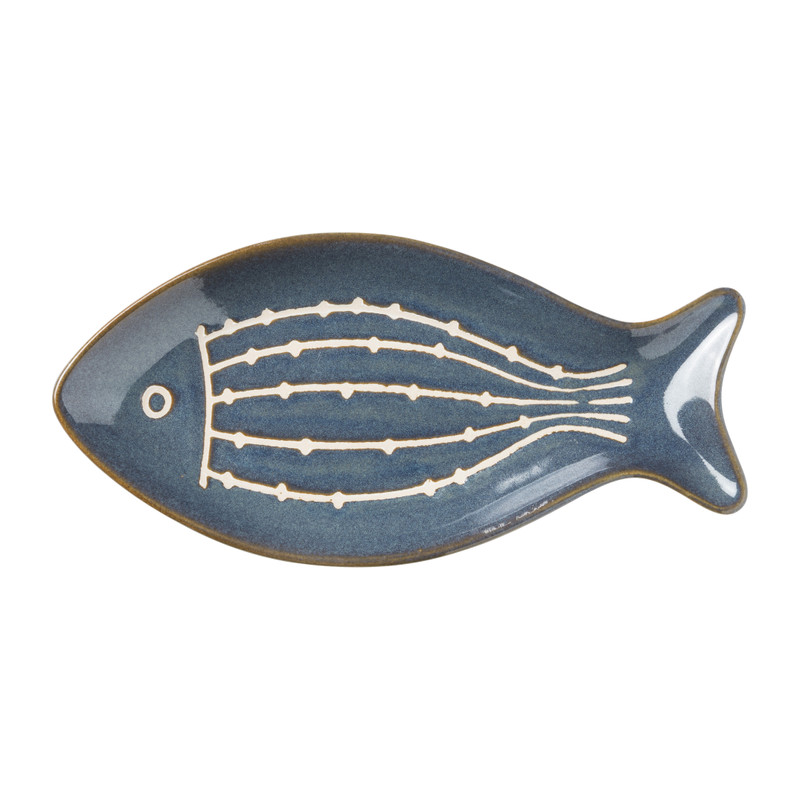 Bord vis - blauw/wit - 23x11x2,5 cm