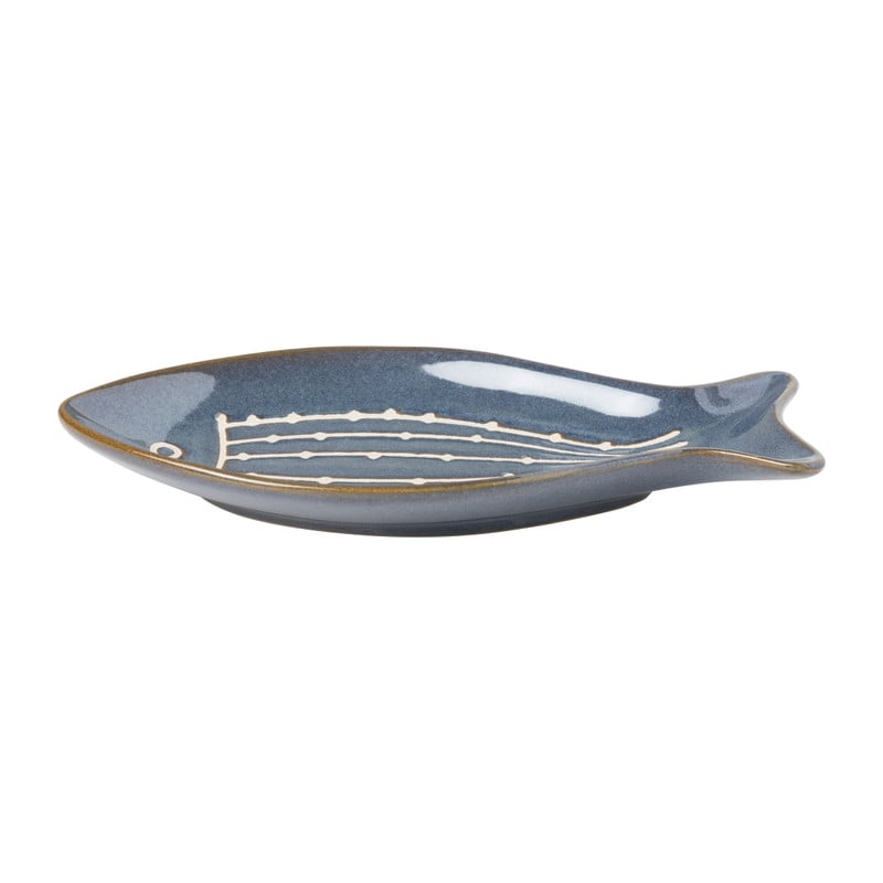 Bord vis - blauw/wit - 23x11x2,5 cm