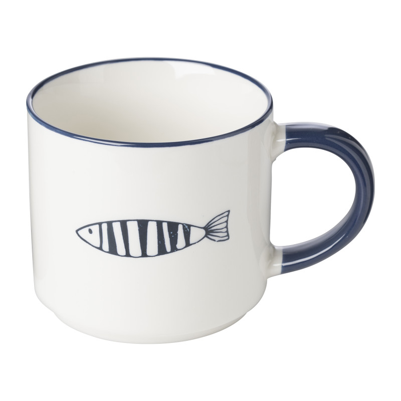 Mok vis - blauw/wit - 460 ml 