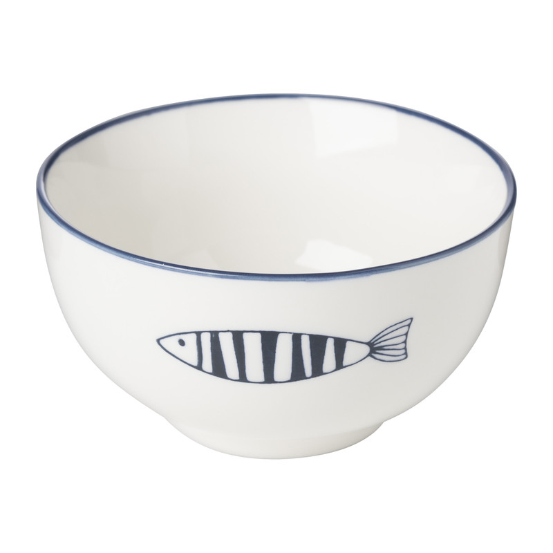 Schaaltje vis - blauw/wit - Ø10x5.5 cm