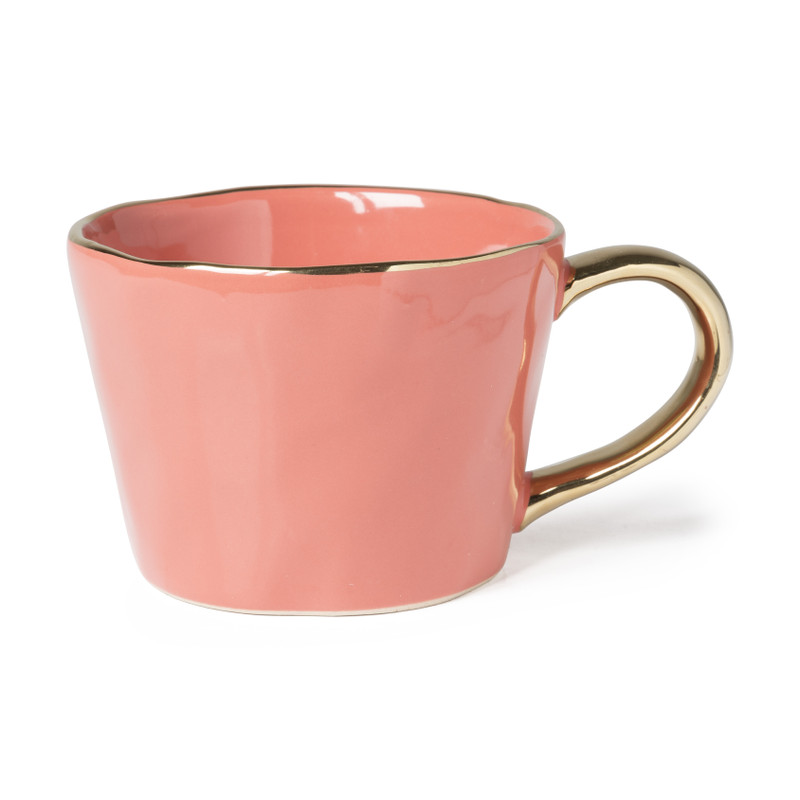 Mok met gouden oor - koraal - 300 ml