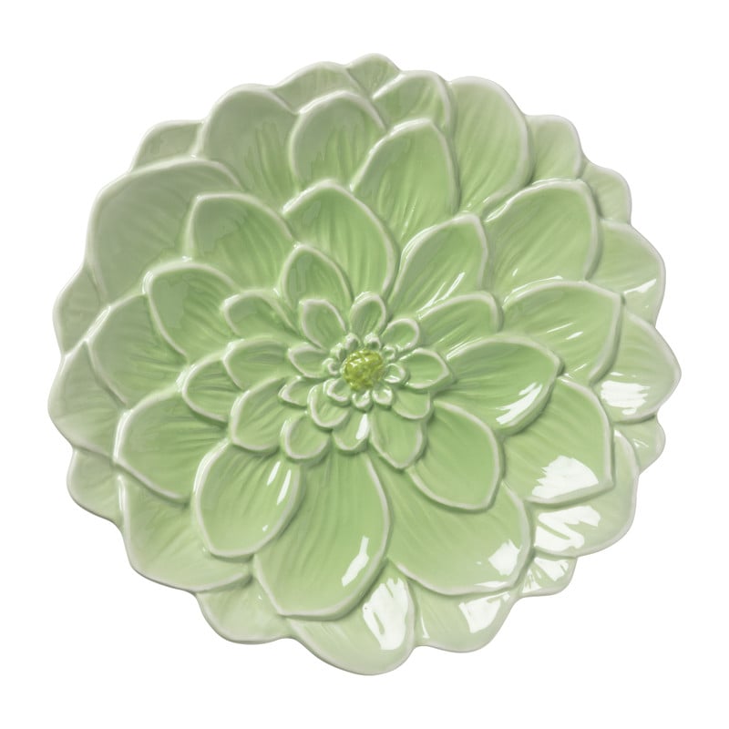 Ontbijtbord bloem - groen - ø22.4 cm