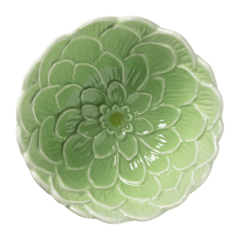 Schaaltje bloem - groen - ø14.5x6.6 cm