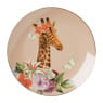 Ontbijtbord giraffe - roze - ø20 cm 