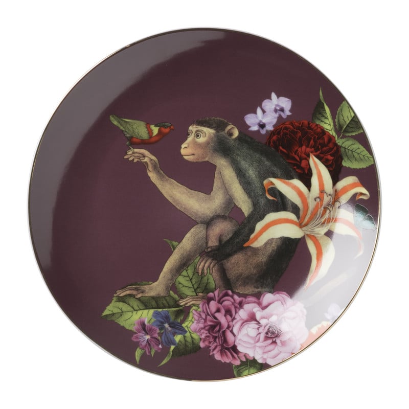 Ontbijtbord aap - paars - ø20 cm
