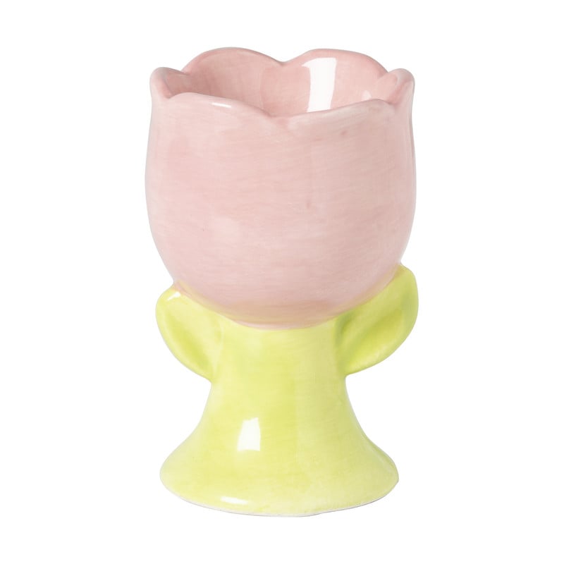 Eierdopje tulp - roze/groen - ø5.6x8.7 cm