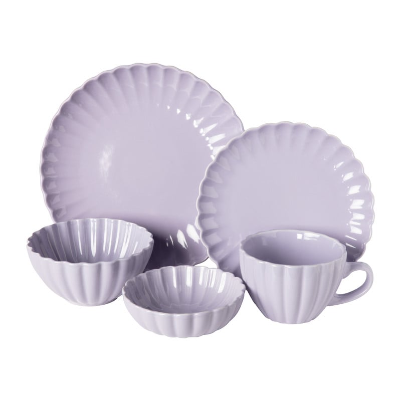 Ontbijtbord geschulpt - lila - ø20.4x4 cm