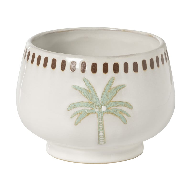 Schaaltje palmboom - beige/groen - ø11.15x8.5 cm