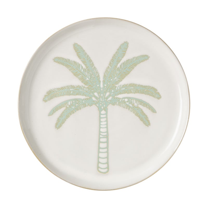 Serveerbord palmboom - beige/groen - ø21x1.8 cm
