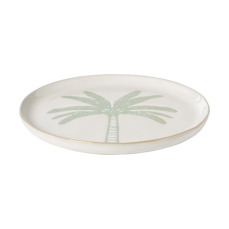 Serveerbord palmboom - beige/groen - ø21x1.8 cm