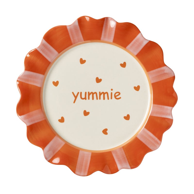 Gebaksbordje yummie - roze/rood - ø18x2 cm