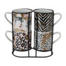 Mokken in houder Safari - set van 4 