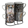 Mokken in houder Safari - set van 4 