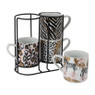 Mokken in houder Safari - set van 4 