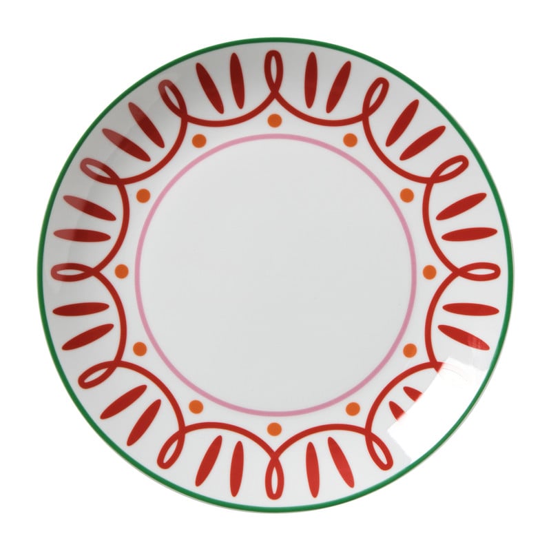 Dinerbord holly jolly - rood - ø26.8x2.8 cm
