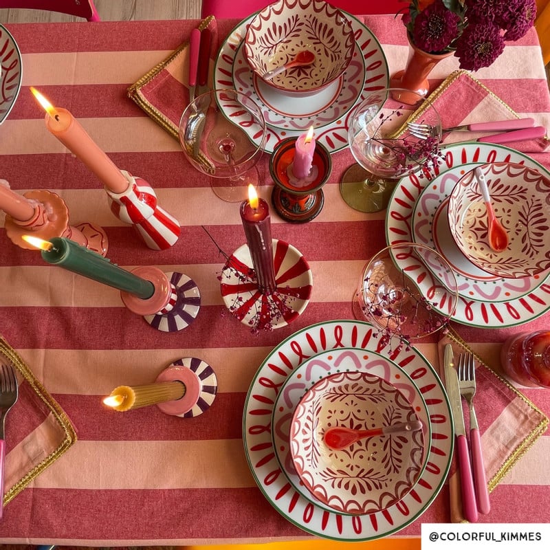 Dinerbord holly jolly - rood - ø26.8x2.8 cm