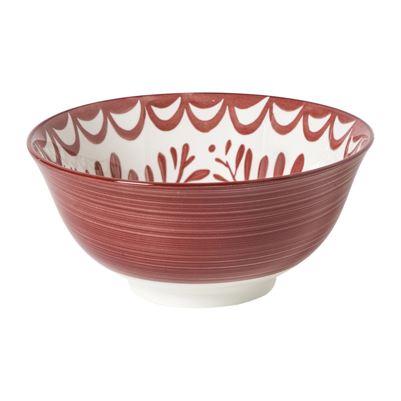 Schaaltje sterre groot - rood/wit - ø15.5x7 cm