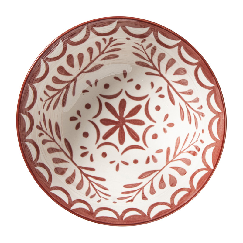 Schaaltje sterre groot - rood/wit - ø15.5x7 cm
