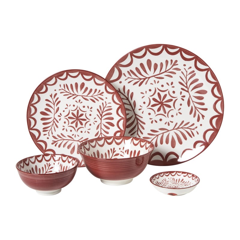 Schoteltje sterre - rood/wit - ø9.7x2 cm