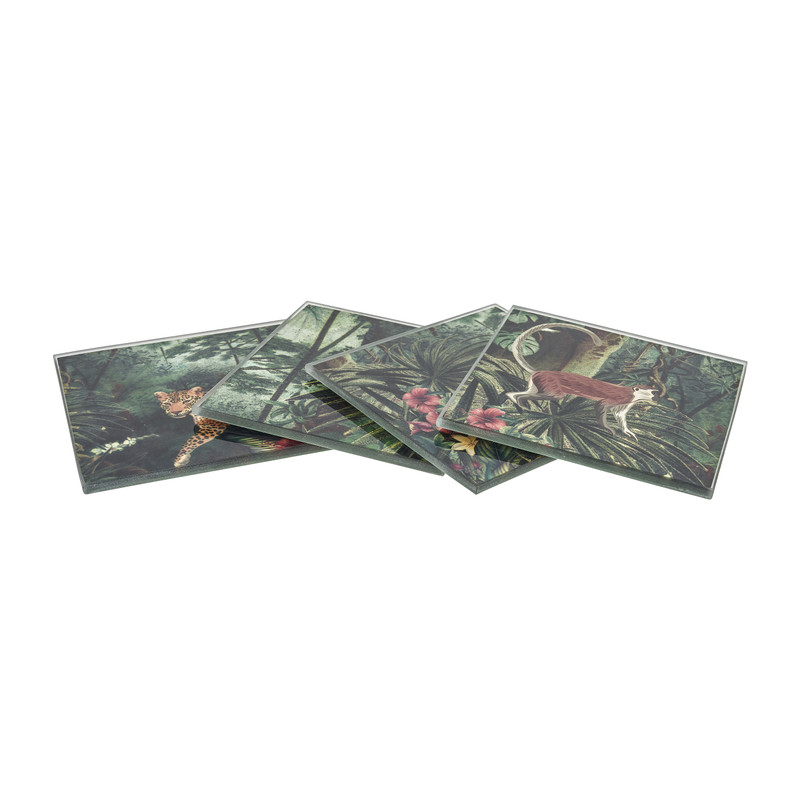Onderzetters jungle - 9x9 cm - set van 4