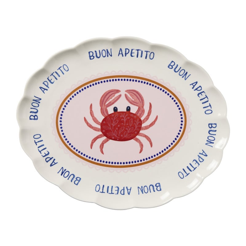 Serveerbord krab - blauw - 39.5x32 cm